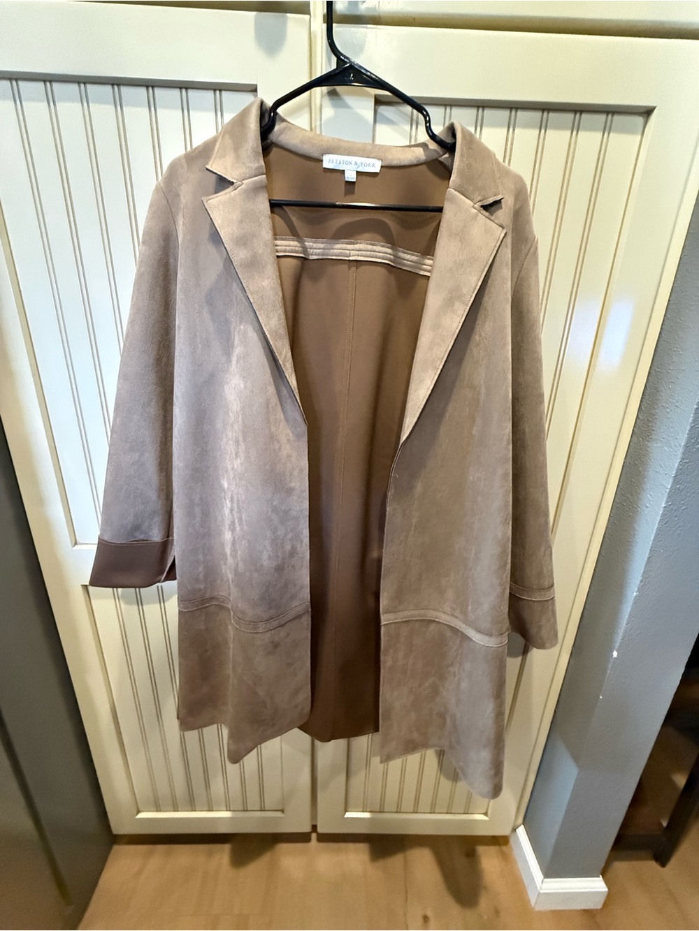 Preston & York Taupe Suede Open Front Jacket